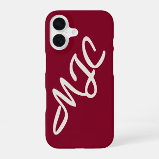 Burgund Custom Monogramm iPhone 16 Hülle