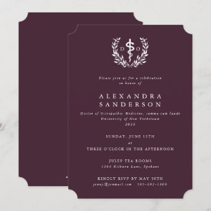 Burgund Doktor der Osteopathischen Medizin Abschlu Einladung