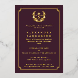 Burgund Doktor der Osteopathischen Medizin Abschlu Folieneinladung