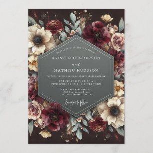 Burgund Dramatische Moody-Hochzeit Einladung