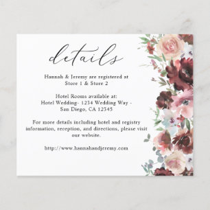 Burgund & Dusty Blush Pink 5 Blumendetails Flyer