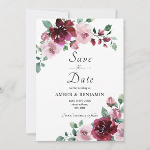 Burgund & Dusty Rose Florale Hochzeit Rettet das D Einladung