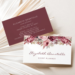 Burgund Dusty Rose Wasserfarben Visitenkarte