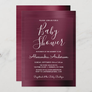Burgund - Einladung zur Cranberry Foil Baby Dusche