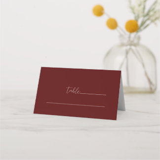 Burgund Elegant Einfach Minimalistisch Hochzeit Platzkarte