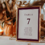 Burgund Elegant Einfache Minimale Hochzeit an der  Tischnummer<br><div class="desc">Die elegante und minimalistische Tischnummer der Grenzhochzeit besticht durch eine elegante Bordeaux-Doppelgrenze mit bordeauxfarbenem Text und Schrift.</div>