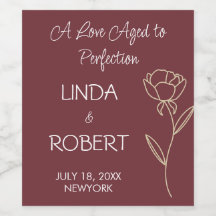 Burgund Elegant Hochzeitweiliges Weinlabel