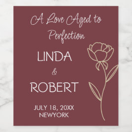 Burgund Elegant Hochzeitweiliges Weinlabel Weinetikett