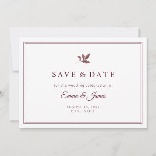 Burgund Elegant Minimalistisch Hochzeit Save The Date