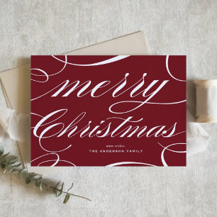 Burgund-elegante-Fließschrift Frohe Weihnachten