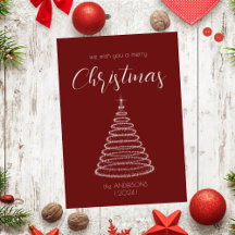 Burgund elegante, glänzende Weihnachtsbaumkarte