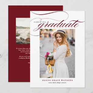 Burgund-elegante Kalligrafie-Foto-Abschluss Ankündigung