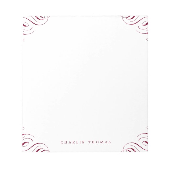 Burgund elegantes Vintages personalisiertes Schrei Notizblock (Vorderseite)