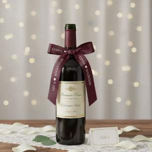 Burgund & Elfenbein Hochzeitsinitialen Paarname Satinband