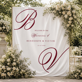 Burgund Elfenbein Hochzeitskulisse Wandteppich