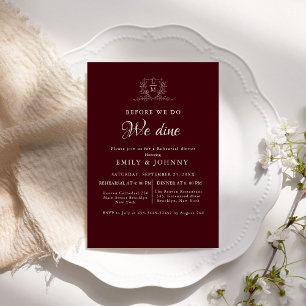 Burgund & Elfenbein Hochzeitsprobe-Dinner Einladung