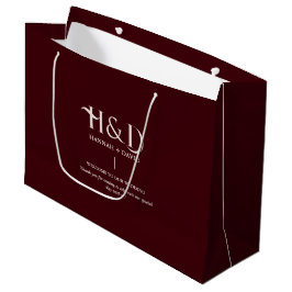 Burgund & Elfenbein Monogram Hochzeits-Empfangs-G Große Geschenktüte