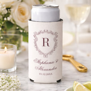 Burgund & Elfenbein-Monogrammwappen Hochzeit im St Selters Dosenkühler