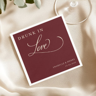 Burgund & Elfenbein Trunken vor Liebe Elegante Hoc Serviette