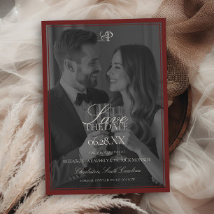 Burgund-Estate-Moderne-Foto-Overlay-Hochzeit Save The Date