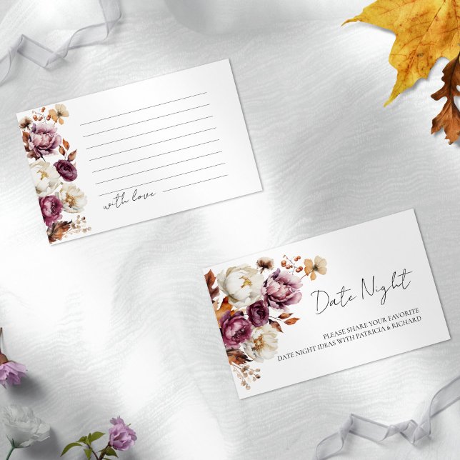 Burgund Fall Brautparty Date Night Cards Begleitkarte (Von Creator hochgeladen)