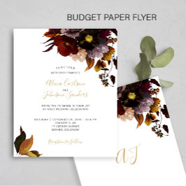 Burgund Fall florale rustikale BUDGET Hochzeit ein Flyer