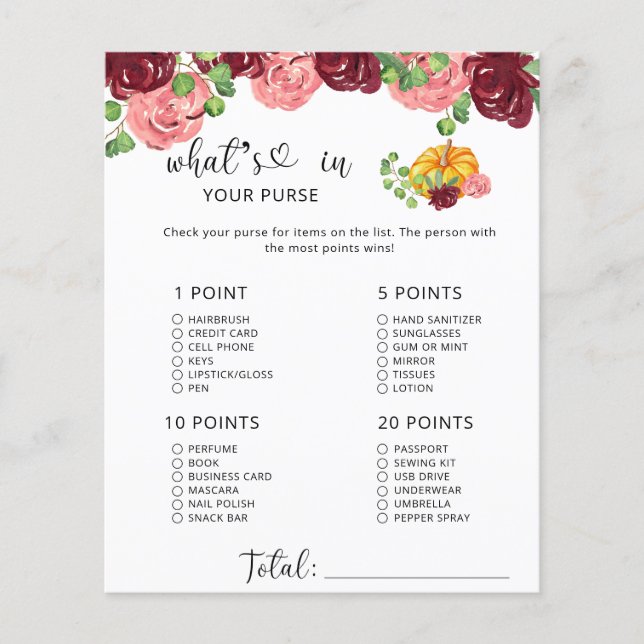 Burgund fallen, was in Ihrem Baby-Duschspiel Handt (Vorderseite)