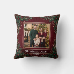 Burgund Familienfoto Weihnachts-Kissen Kissen
