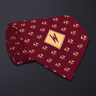 Burgund Feuerwehraxt Symbol Krawatte