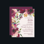Burgund Floral 80. Geburtstag Großmutter<br><div class="desc">Schönes und elegantes lila, bordeauxrot und rot rosa Aquarell florale, botanische 80. Geburtstagsparty Einladung für eine "Mutter, Großmutter und Freund". Diese Geburtstagsfeier lädt mich in meine Birthday Party Collection ein. Kontaktieren Sie mich, um Hilfe bei Ihren Anpassungen zu erhalten oder um zusätzliche Matching oder Koordination von Zazzle-Produkten für Ihr Party...</div>