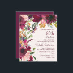 Burgund Floral 80. Geburtstag Großmutter<br><div class="desc">Schönes und elegantes lila, bordeauxrot und rot rosa Aquarell florale, botanische 80. Geburtstagsparty Einladung für eine "Mutter, Großmutter und Freund". Diese Geburtstagsfeier lädt mich in meine Birthday Party Collection ein. Kontaktieren Sie mich, um Hilfe bei Ihren Anpassungen zu erhalten oder um zusätzliche Matching oder Koordination von Zazzle-Produkten für Ihr Party...</div>