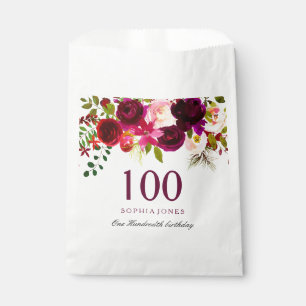 Burgund Floral Boho 100. Geburtstagsparty Geschenktütchen