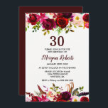 Burgund Floral Elegant 30. Geburtstag Party laden  Einladung<br><div class="desc">Burgundy Floral Elegant 30. Geburtstag Party Einladung Siehe Matching Kollektion in Nest und Nest Store</div>
