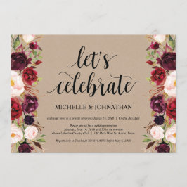 Burgund Floral Elopement Empfang Kraft lädt ein Einladung