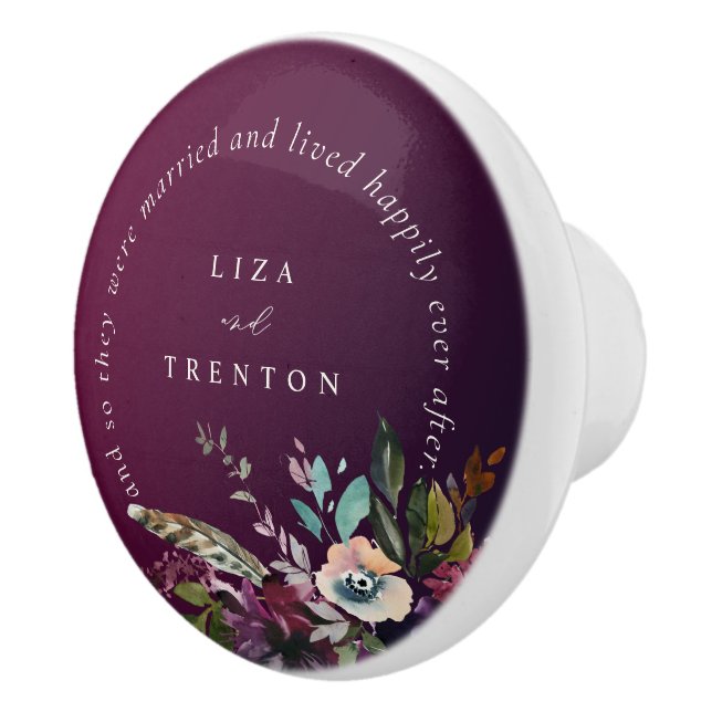 Burgund Floral glücklich je nach Zitat Keramikknauf (Rechts)