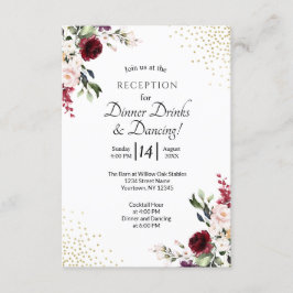 Burgund Floral Gold Foil Hochzeitsempfang Begleitkarte