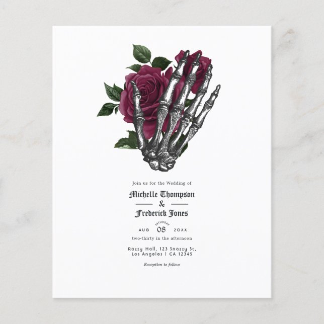 Burgund floral Gothic Hochzeitseinladung Flyer (Vorne)