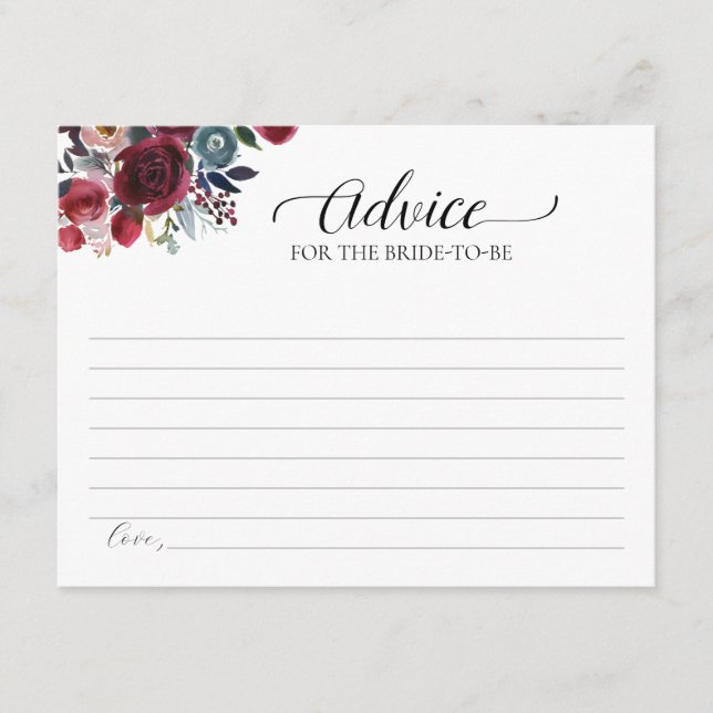 Burgund-Floral-Ratschlag für die Karte (Vorderseite)