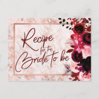 Burgund Floral & Rose Gold Bridal Rezept Karte