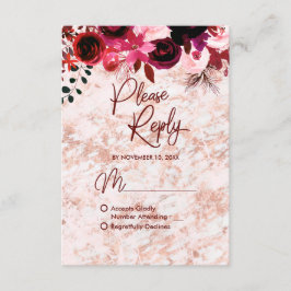 Burgund Floral & Rose Gold-Hochzeitsrate Antwort U
