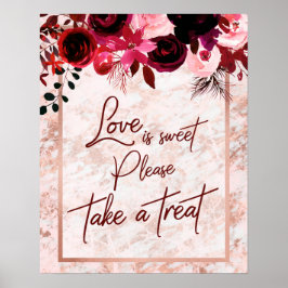 Burgund Floral & Rose Gold Liebe ist Sweet Leckere Poster