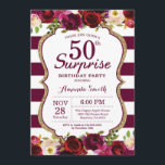 Burgund Floral Überraschung 50. Geburtstagsparty Einladung<br><div class="desc">Burgund Floral Überraschung 50. Geburtstagsparty Einladung für Frauen. Burgund Rot und Gold Geburtstagsparty einladen. Gold Glitzer. Burgunder Wasserfarben Blume. Burgund und weiße Streifen. 13. 15. 16. 18. 20. 21. 30. 40. 50. 60. 70. 80. 90. 100. Jedes Alter. Printable Digital. Für weitere Anpassungen klicken Sie bitte auf die Schaltfläche "Anpassen"...</div>