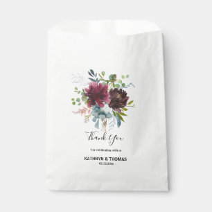 Burgund Floral und Grün Danke für Ihre Hochzeit Geschenktütchen