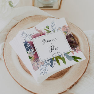 Burgund Floral und Grüne Wedding Napkin Serviette