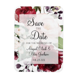 Burgund Floral Vellum Wasserfarbe Save the Date Magnet