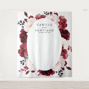 Burgund Floral Wedding Foto Hintergrund Wandteppich