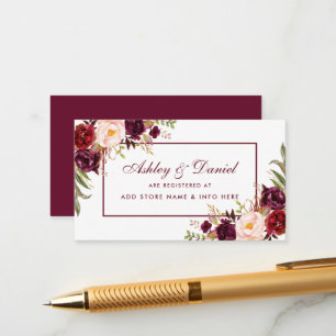 Burgund Floral Wedding Registrierungskarte BR Begleitkarte