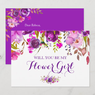 Burgund Floral werden Sie meine Blume Girl Card se Einladung