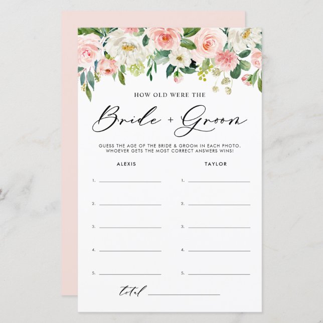 Burgund Floral wie alt waren Braut und Gräuel (Vorne/Hinten)