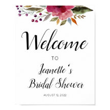 Burgund Floral Willkommen in Brautparty